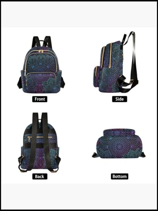 Boho Mandala Small Backpack Daypack for Women Travel Fashion Shoulder Bag main image 5